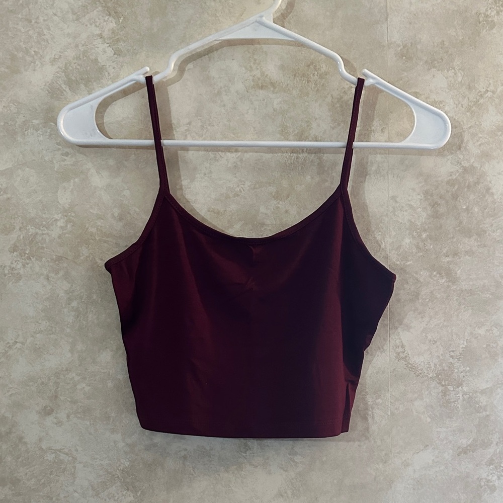 Women's Burgundy Spaghetti Strap Crop Top